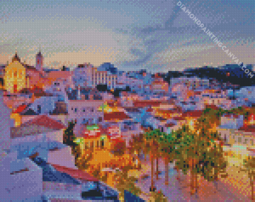 Albufeira City At Night Diamond Painting