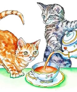 Cat Pouring Tea Diamond Painting