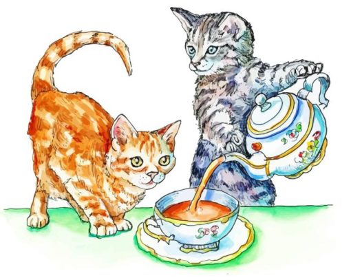 Cat Pouring Tea Diamond Painting