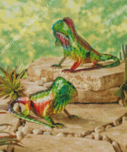 Colorful Iguanas Diamond Painting