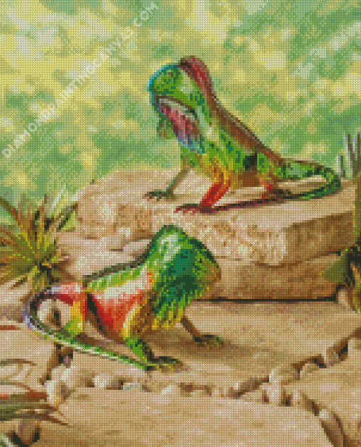 Colorful Iguanas Diamond Painting