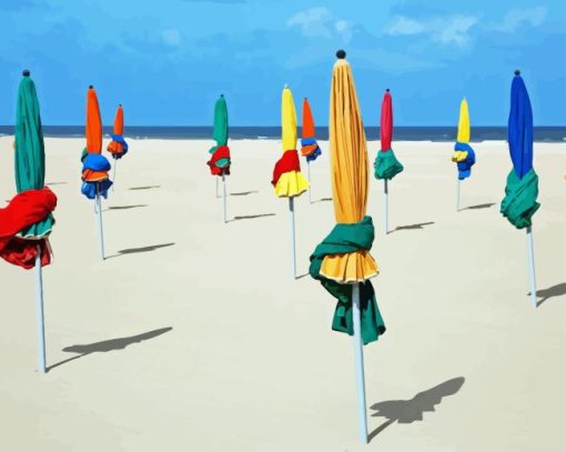 Deauville Beach Umbrellas Diamond Painting