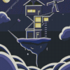 Flying House Illustration Diamond Painting