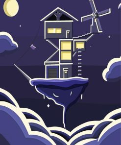 Flying House Illustration Diamond Painting