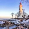 Marblehead Lighthouse Winter Diamond Painting