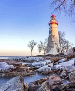 Marblehead Lighthouse Winter Diamond Painting