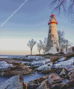 Marblehead Lighthouse Winter Diamond Painting