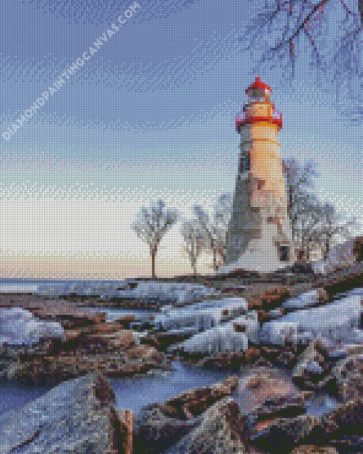 Marblehead Lighthouse Winter Diamond Painting