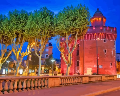 Perpignan At Night Diamond Painting