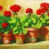 Red Geranium Plant Pots Diamond Painting