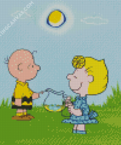 Sally And Charlie Brown Cartoon Diamond Painting