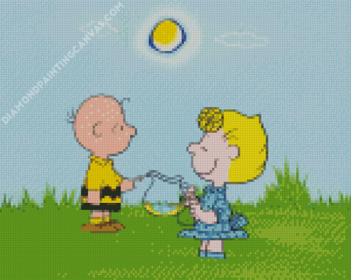 Sally And Charlie Brown Cartoon Diamond Painting