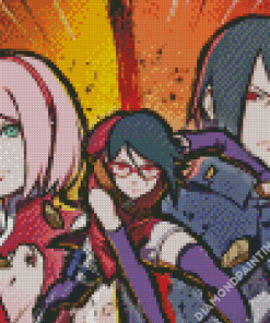 Sasuke Sakura And Sarada Uchiha Family Diamond Painting