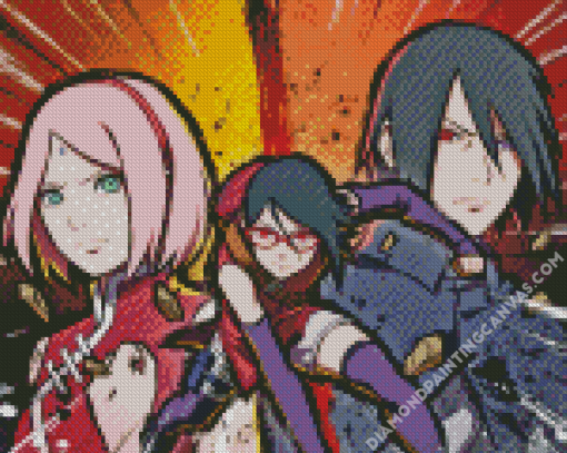 Sasuke Sakura And Sarada Uchiha Family Diamond Painting