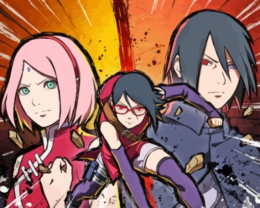 Sasuke Sakura And Sarada Uchiha Family Diamond Painting