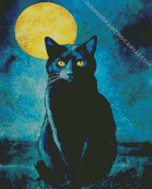 Black Cat And Moon Diamond Painting