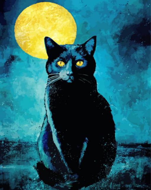 Black Cat And Moon Diamond Painting