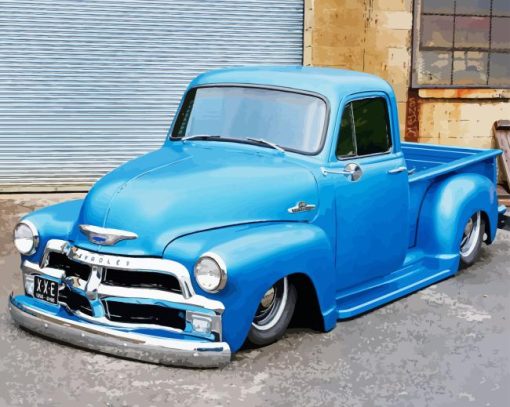 Blue 1955 Chevy Pickup Vintage Car Diamond Painting