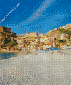 Calabria Beach Buildings Diamond Painting