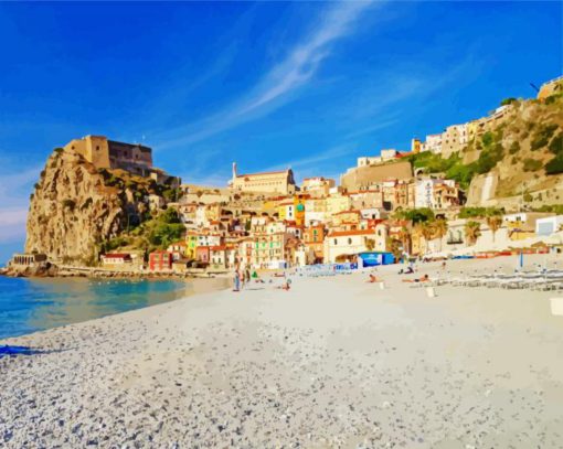 Calabria Beach Buildings Diamond Painting