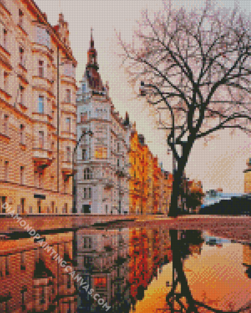 Czech Republic Buildings Reflection Diamond Painting