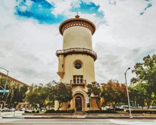 Fresno Water Tower In California Diamond Painting