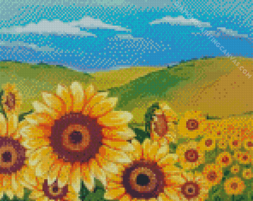 Aesthetic Sunflower Landscape Diamond Painting