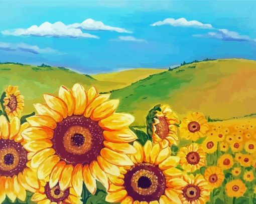 Aesthetic Sunflower Landscape Diamond Painting