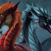 Black And Red Dragons Diamond Painting