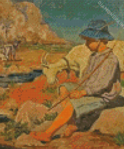 Boy With Goat Diamond Painting