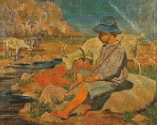 Boy With Goat Diamond Painting