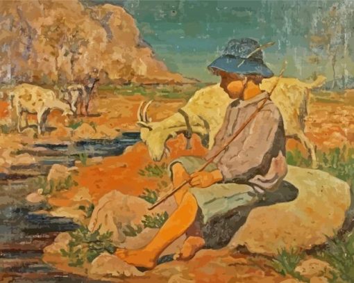 Boy With Goat Diamond Painting