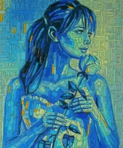 Bue Woman And Rose Diamond Painting