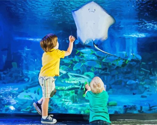 Children Watching Sea Life Diamond Painting