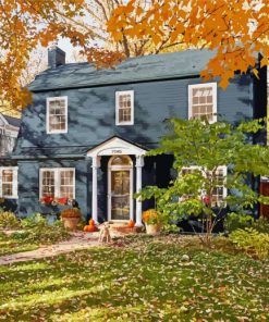 Fall Colonial House Diamond Painting