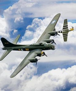 Flying Sally B17 And P51 Mustang Diamond Painting