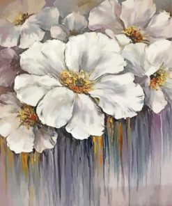 Gold And White Flowers Art Diamond Painting