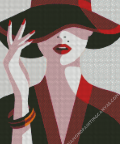 Illustration Lady In Hat Diamond Painting