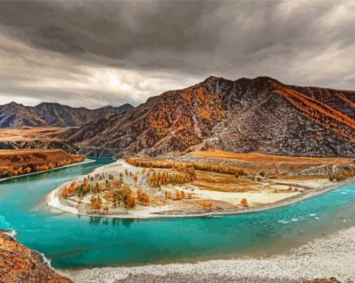 Katun River Altai Mountains Diamond Painting