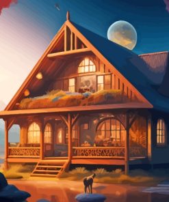 Moonlight Cabin Diamond Painting