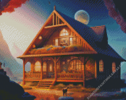 Moonlight Cabin Diamond Painting