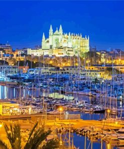 Palma De Mallorca Spain At Night Diamond Painting