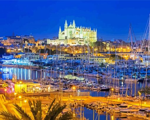 Palma De Mallorca Spain At Night Diamond Painting