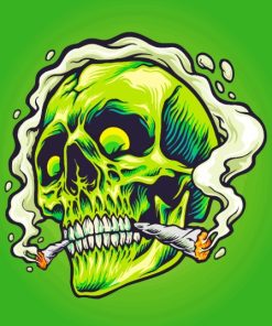 Skull Green Diamond Painting