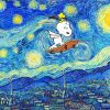 Snoopy Skating Starry Night Diamond Painting