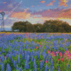 Texas Bluebonnets With Windmill Diamond Painting