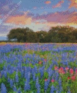 Texas Bluebonnets With Windmill Diamond Painting