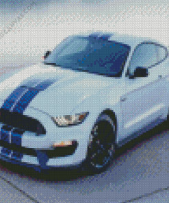 White And Blue Mustang Diamond Painting