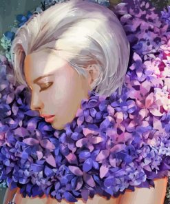 Woman And Lilacs Diamond Painting