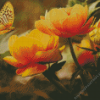 Yellow Butterfly On Flowers Diamond Painting